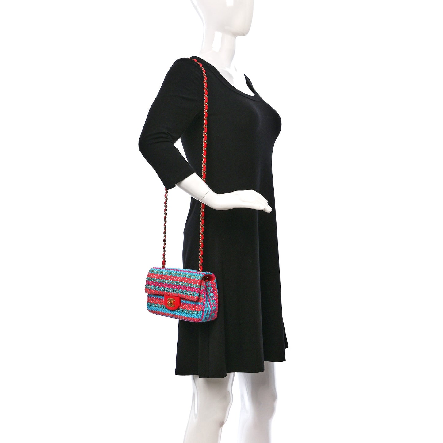 Cotton Mixed Fibers Woven Mini Rectangular Flap Red Fuchsia Blue