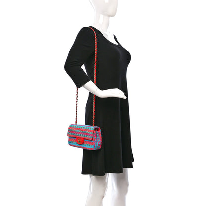 Chanel Cotton Mixed Fibers Woven Mini Rectangular Flap Red Fuchsia Blue 2 of 10