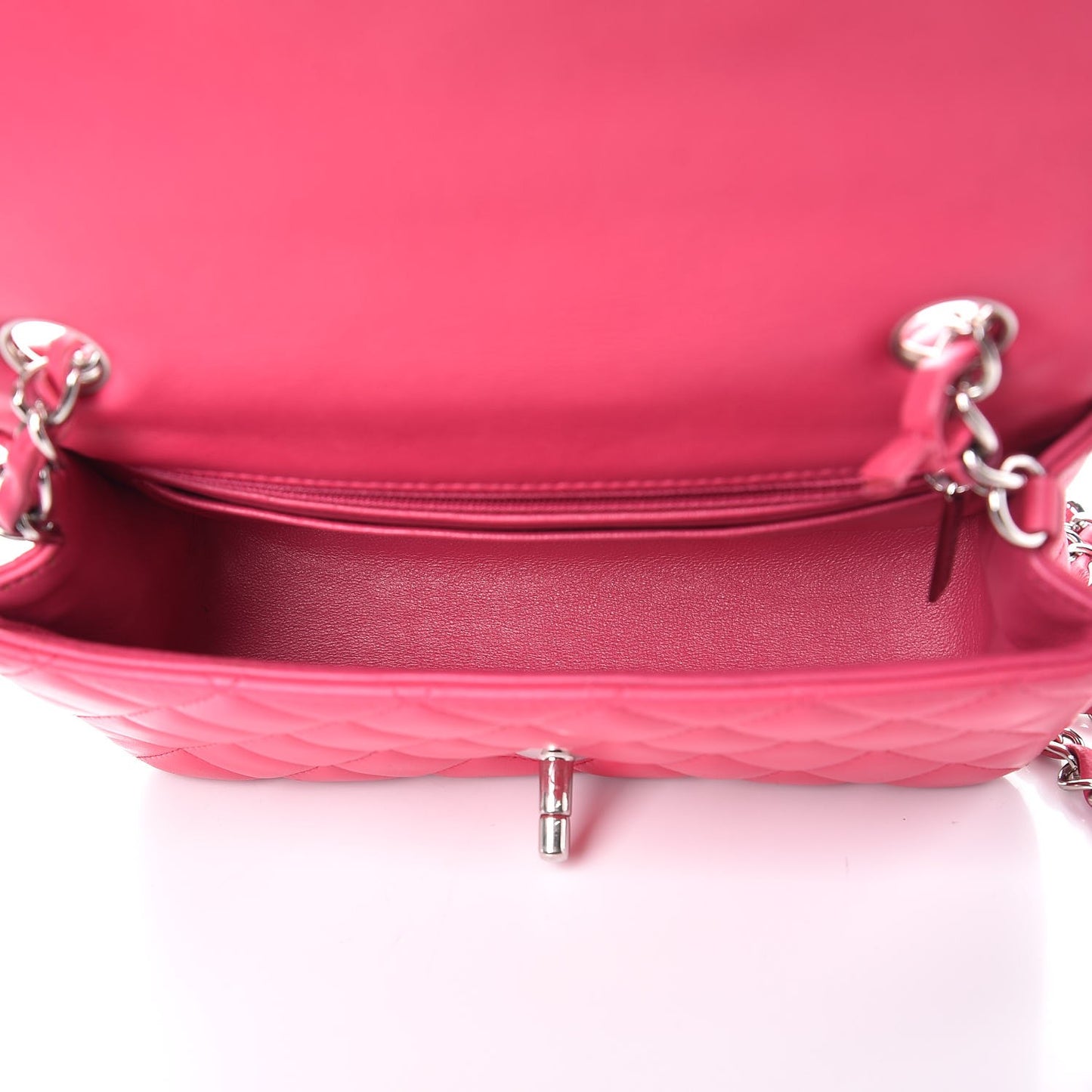 Lambskin Quilted Mini Rectangular Flap Dark Pink
