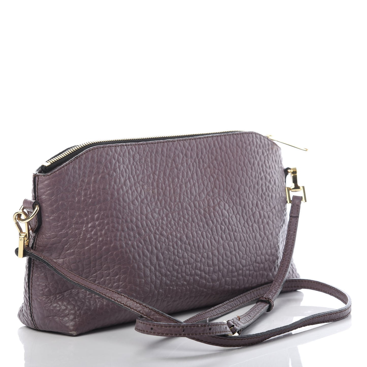 Signature Grain Calfskin Small Chichester Crossbody Clutch Bag Dark Plum