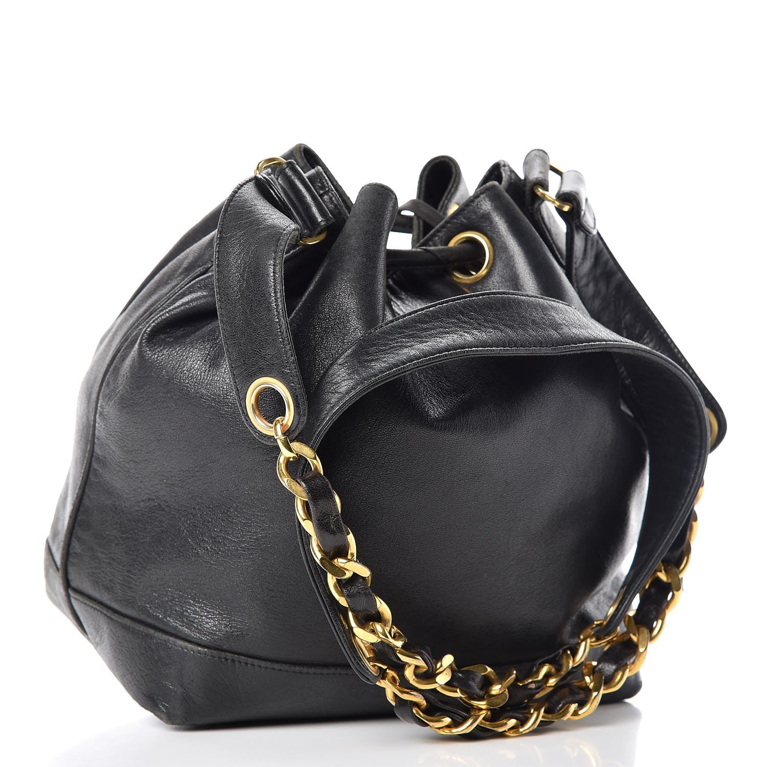 Chanel Lambskin CC Drawstring Shoulder Bag Black 4 of 14
