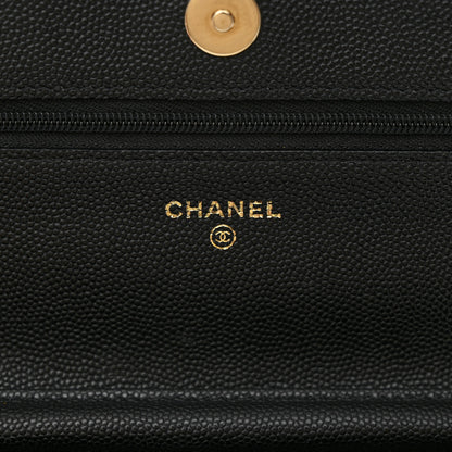Chanel Caviar Quilted Crystal Enamel CC Wallet On Chain WOC Black 6 of 14