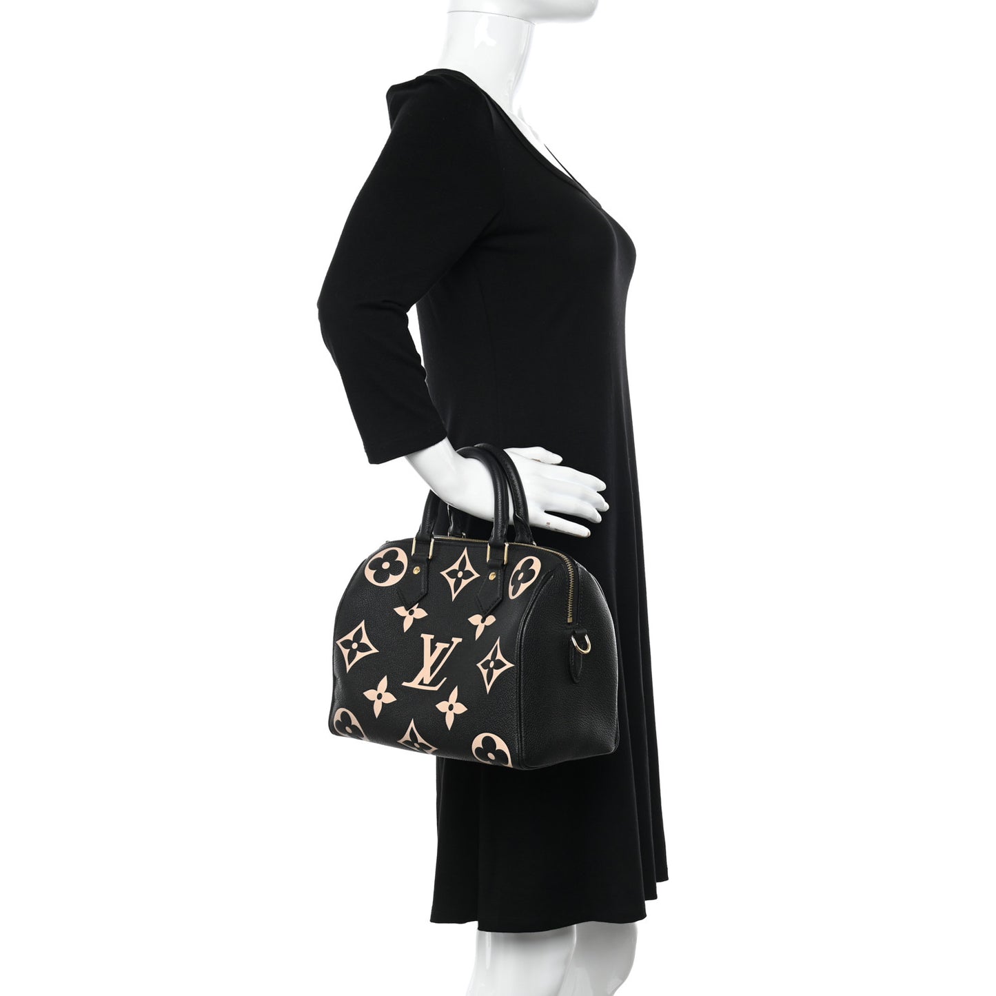 Empreinte Monogram Giant Speedy Bandouliere 25 Black Beige