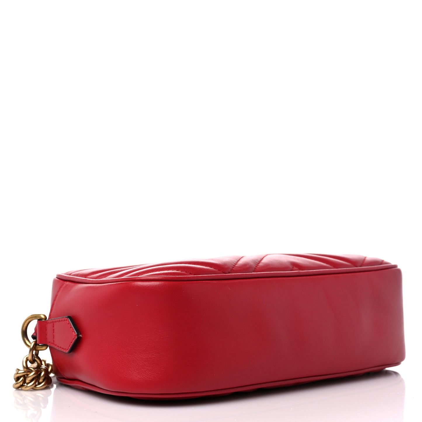 Calfskin Matelasse Small GG Marmont Chain Shoulder Bag Hibiscus Red