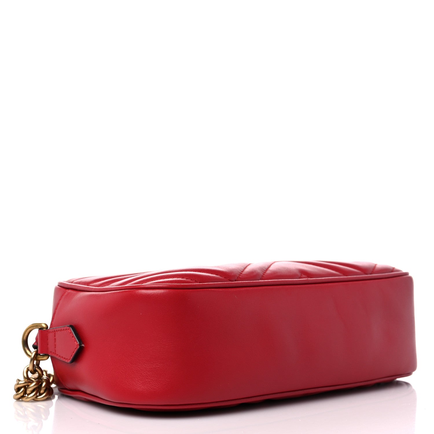 Gucci Calfskin Matelasse Small GG Marmont Chain Shoulder Bag Hibiscus Red 4 of 9