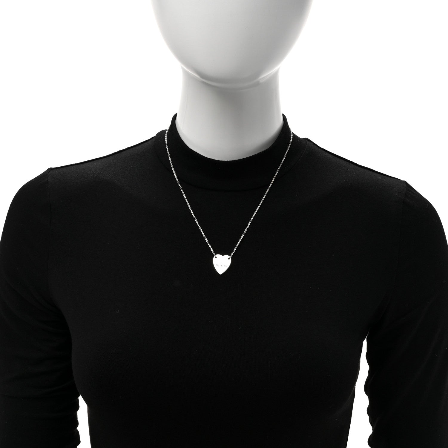 Gucci Sterling Silver Trademark Heart Pendant Necklace 2 of 6