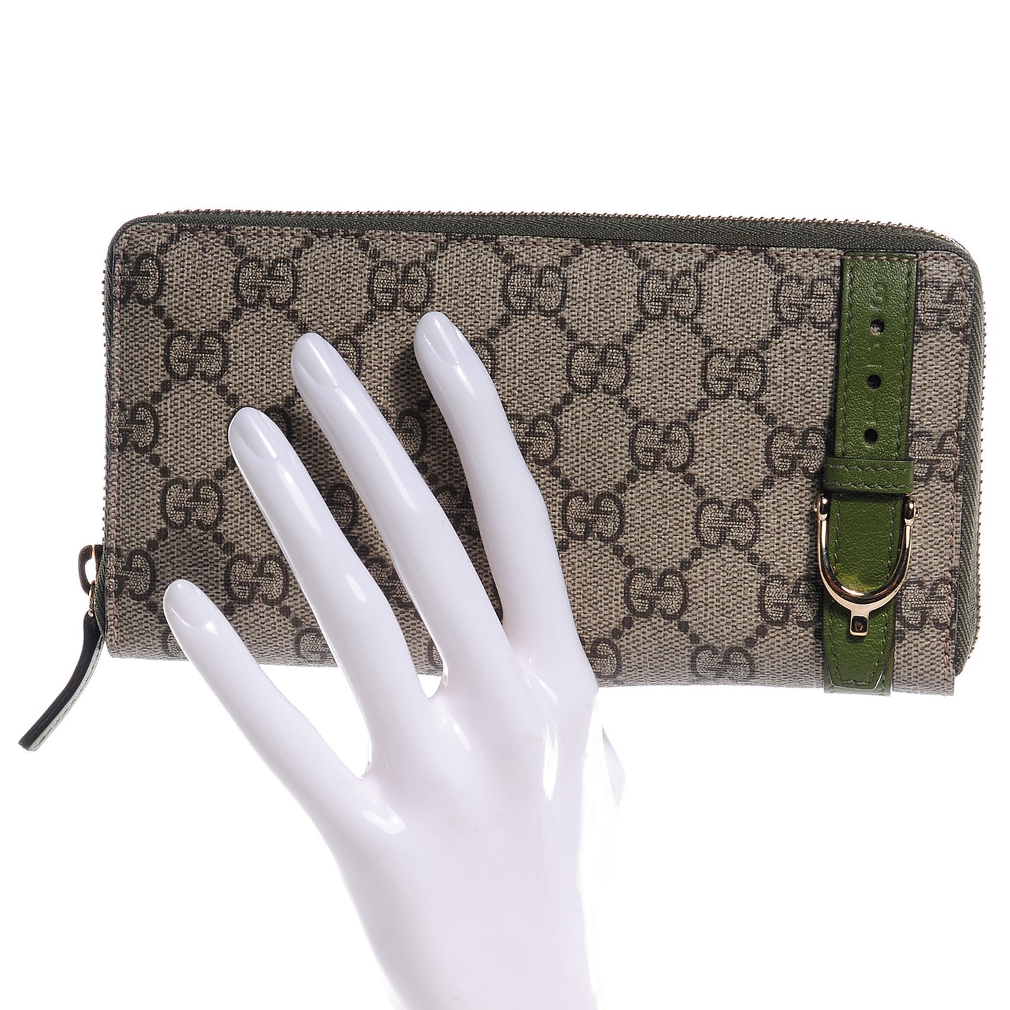 GG Supreme Monogram Nice Zip Around Wallet Green