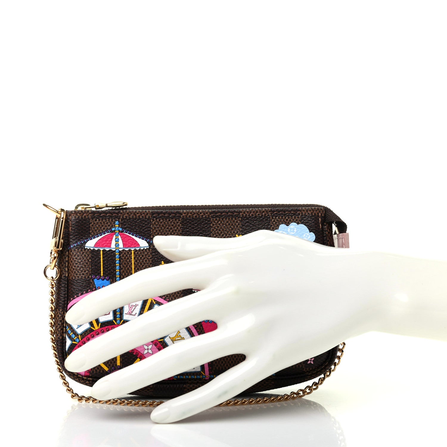 Louis Vuitton Damier Ebene 2020 Christmas Animation Big Wheel Mini Pochette Accessories Rose Ballerine 2 of 8