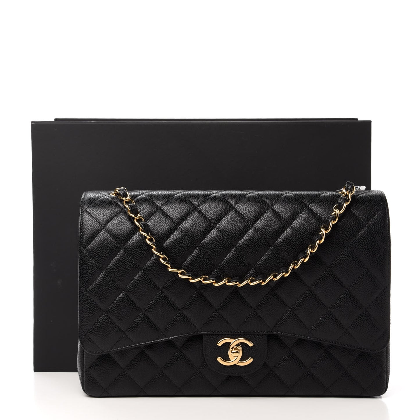 Caviar Quilted Maxi Double Flap Black