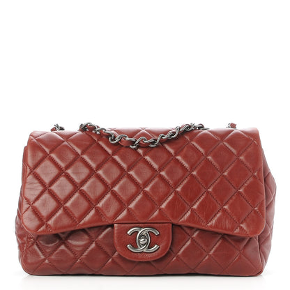 Chanel Lambskin Quilted Jumbo Single Flap Dark Red 1 of 8