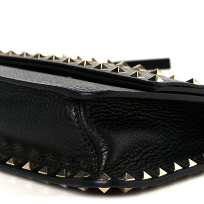 Valentino Garavani Grainy Calfskin Rockstud Flap Crossbody Bag Black 9 of 9
