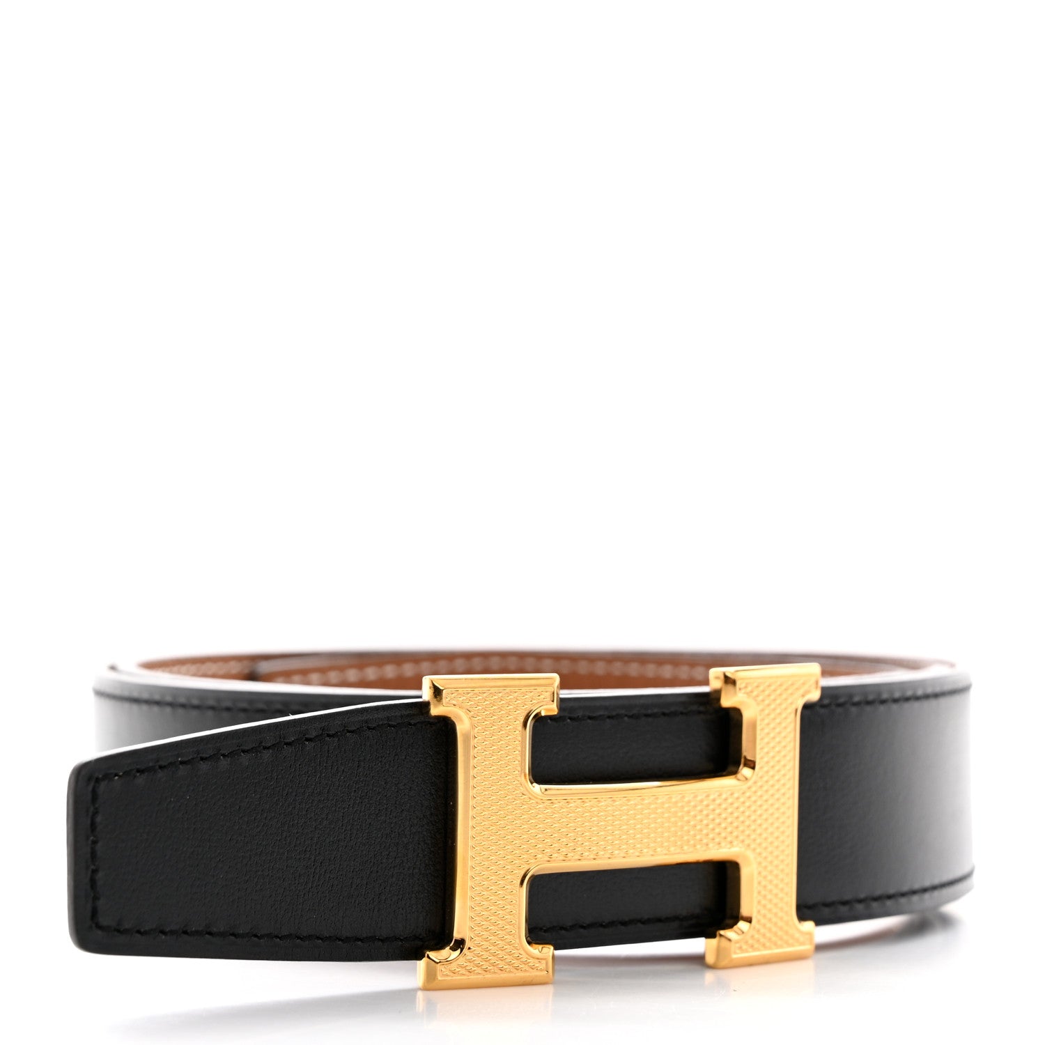 Hermes Box Togo 32mm Guilloche H Belt 90 36 Black Gold 2 of 8