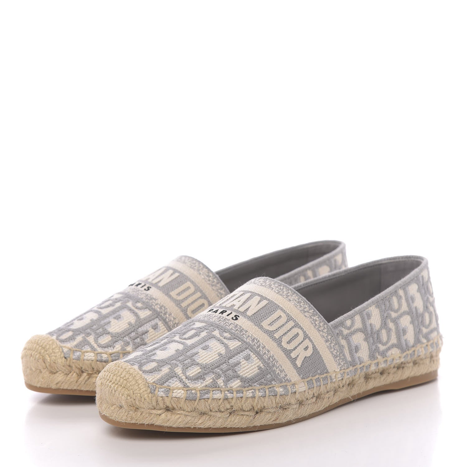 Christian Dior Oblique Embroidered Granville 15mm Espadrilles 36.5 Grey Stone 3 of 9