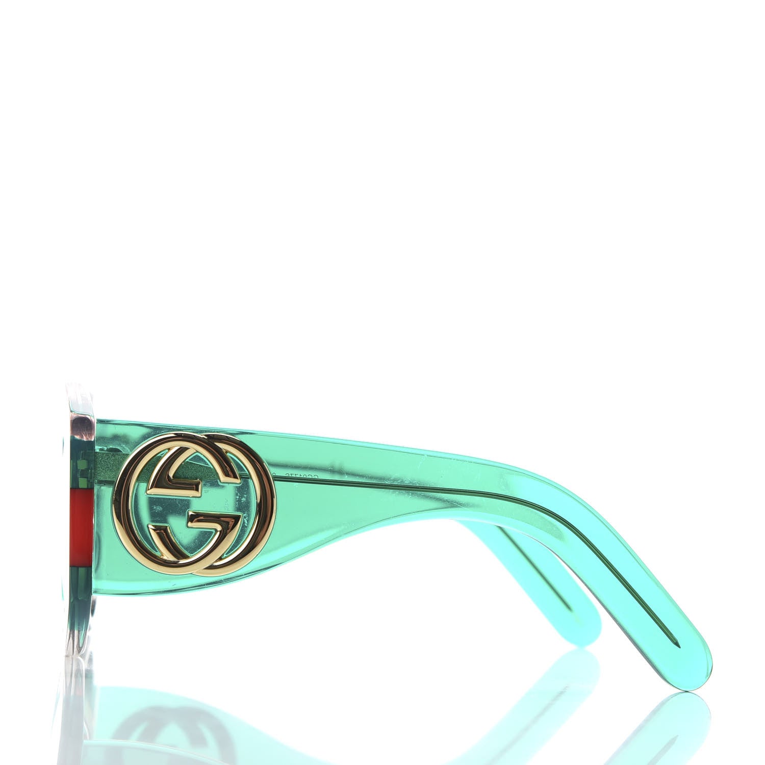 Gucci Acetate Round Frame Sunglasses GG0177S Green Red 3 of 8