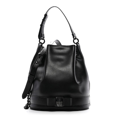 Salvatore Ferragamo Calfskin Bow Bucket Bag Black 1 of 9