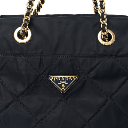 Prada Nylon Tessuto Quilted Shoulder Bag Black 7 of 9