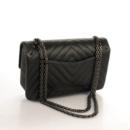 Chanel Sheepskin Chevron Quilted 2.55 Reissue 225 Double Flap So Black 3 of 9