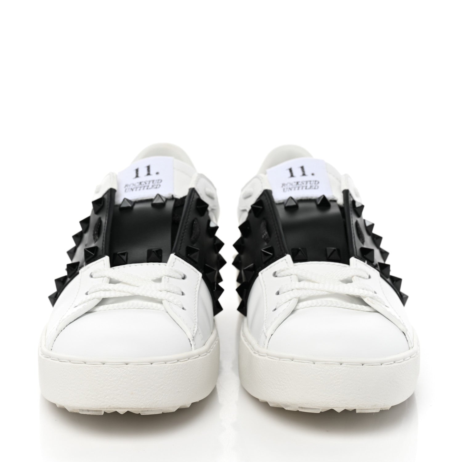Valentino Garavani Calfskin Rockstud Untitled Open Sneakers 37.5 White Black 2 of 8