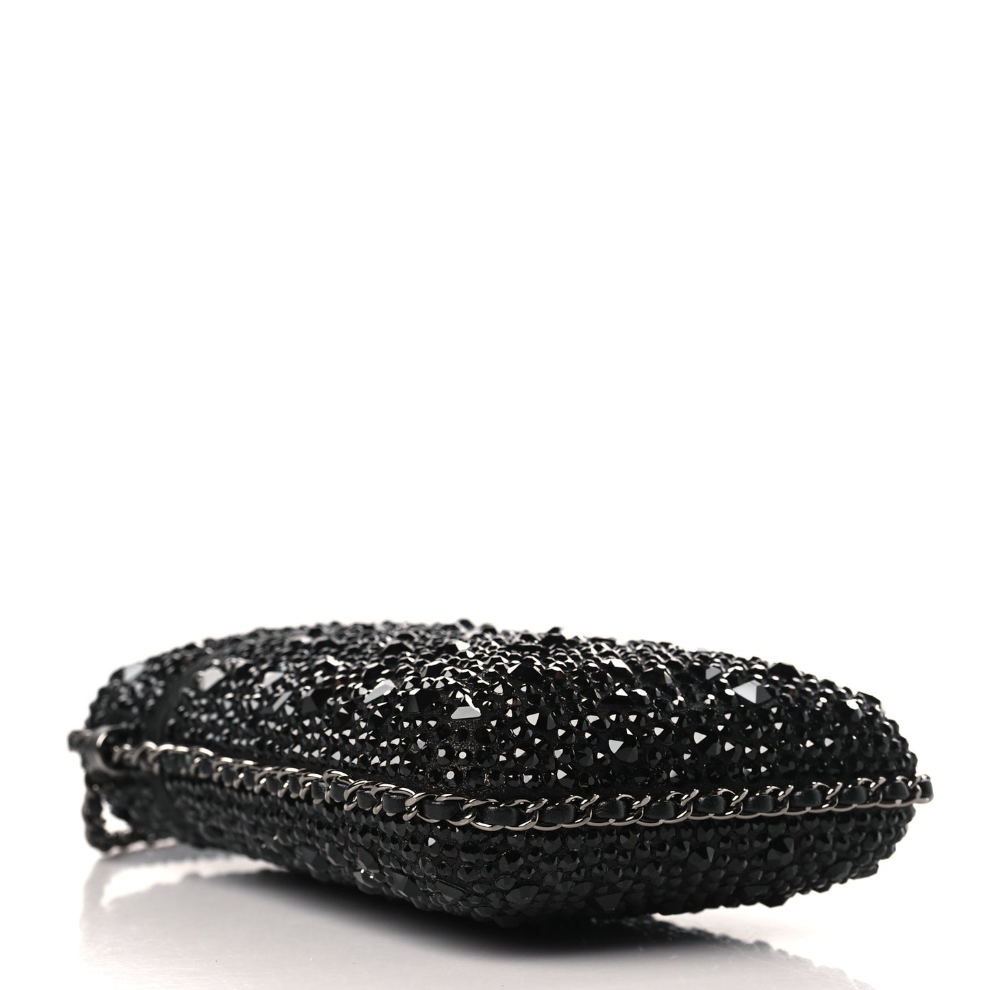 Satin Crystal Chain Around Phone Holder Black