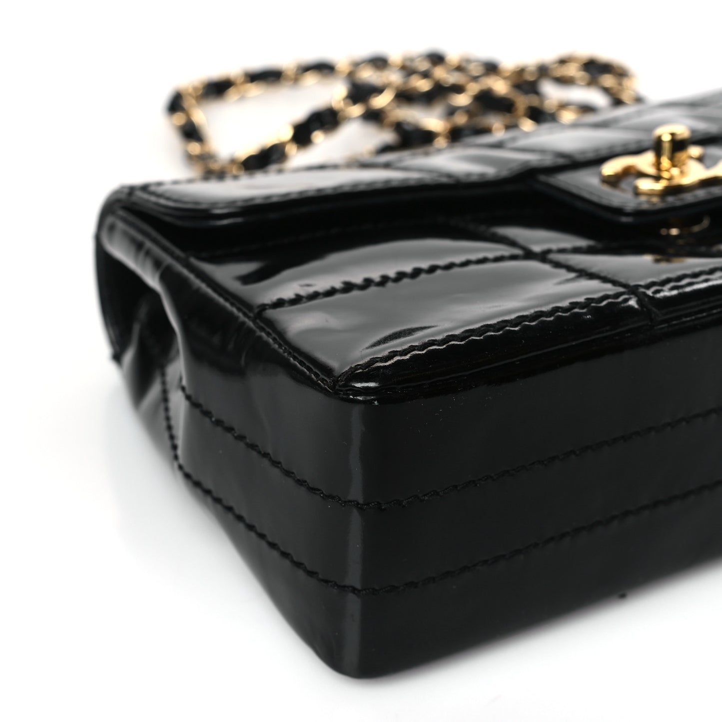 Patent Medium Chocolate Bar Flap Black