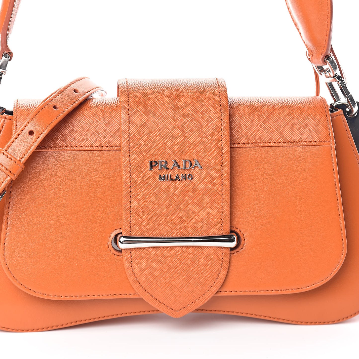 City Calfskin Saffiano Sidonie Shoulder Bag Papaya