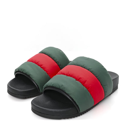 Gucci Nylon Web Womens Slide Sandals 39 Black Green Red 4 of 9