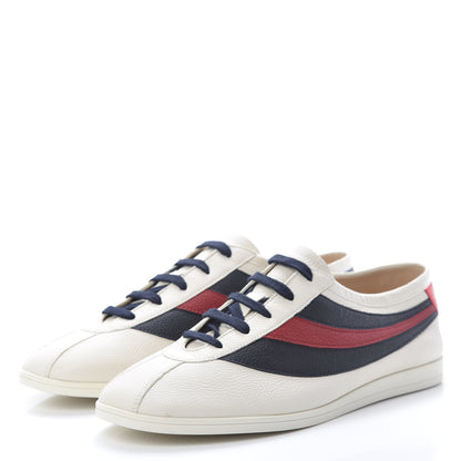 Gucci Calfskin Mens Web Falacer Sneakers 10 White Blue 3 of 9