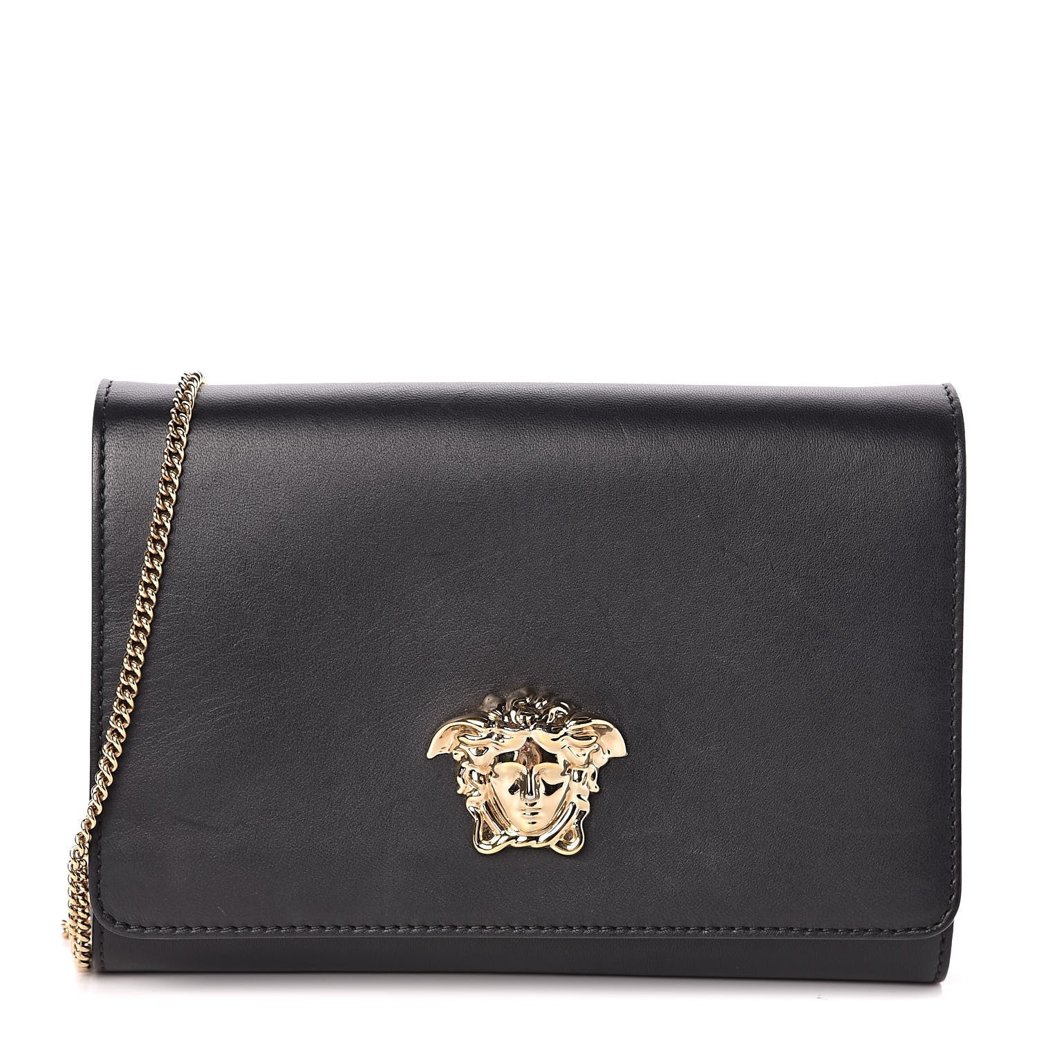 Versace Vitello Palazzo Medusa Evening Clutch Bag Black 1 of 16