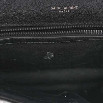 Saint Laurent Sheepskin Matelasse Chevron Monogram Monochrome Medium College Bag Black 11 of 11
