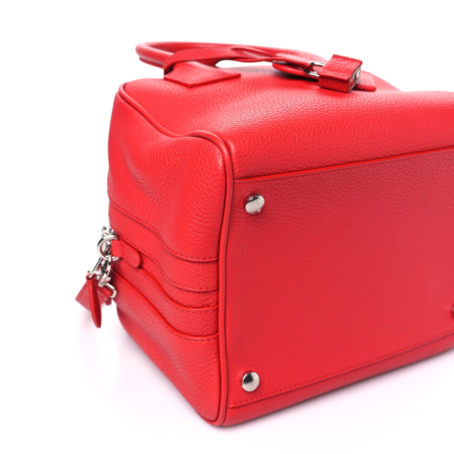 Burberry Soft Grain Calfskin Small Cube Bowling Bag Bright Red 8 of 10