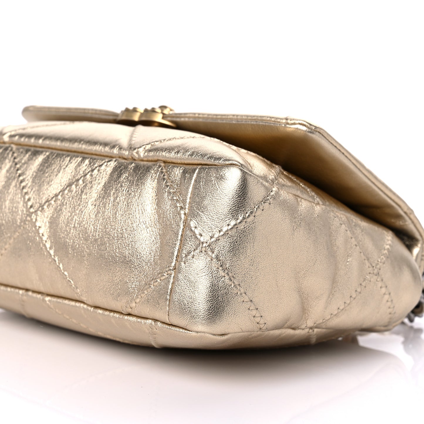 Metallic Lambskin Quilted Medium Chanel 19 Flap Gold