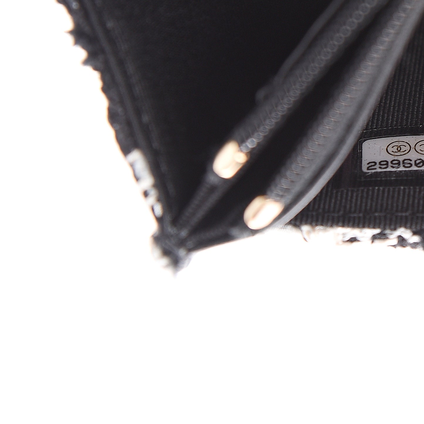 Tweed Quilted Wallet On Chain WOC Black Ecru White