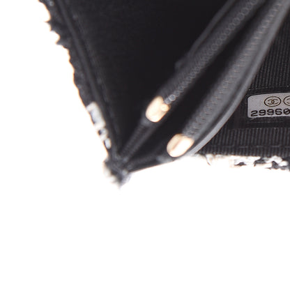 Chanel Tweed Quilted Wallet On Chain WOC Black Ecru White 7 of 11