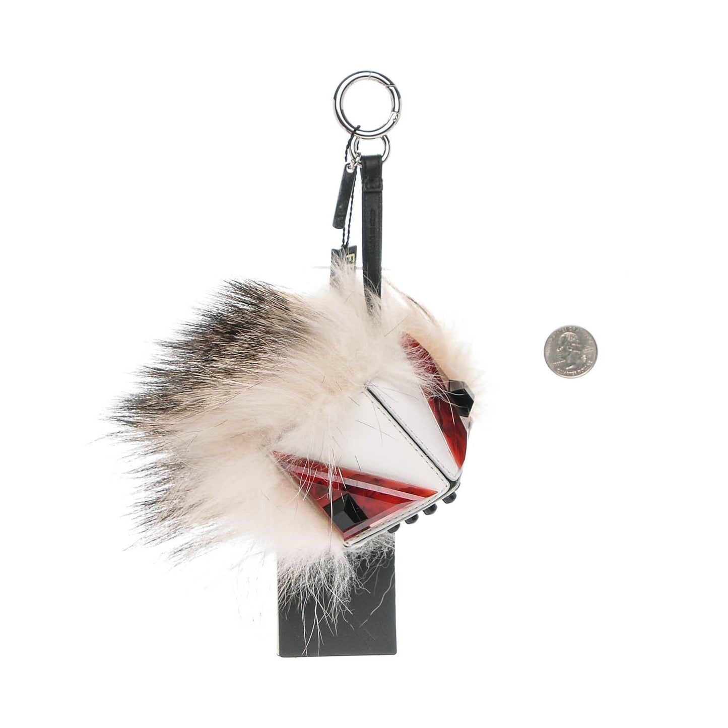 Vitello Flamingo Fox Fur Flurry Monster Bag Bug Cube Charm White