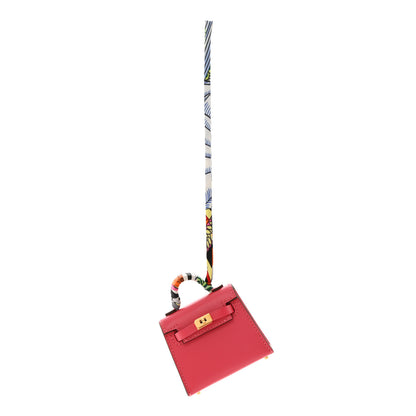 Hermes Tadelakt Mini Kelly Twilly Bag Charm Rose Lipstick 1 of 10