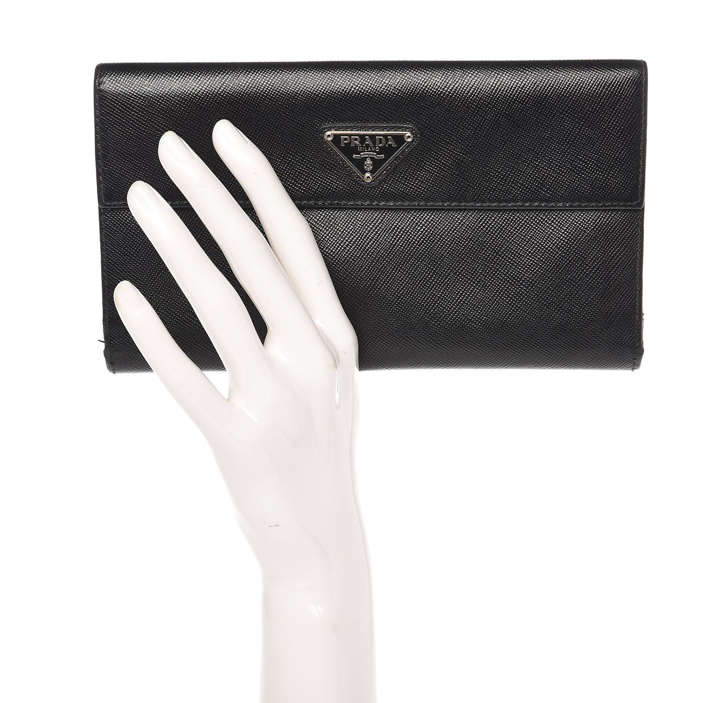 Saffiano Metal Continental Flap Wallet Nero Black