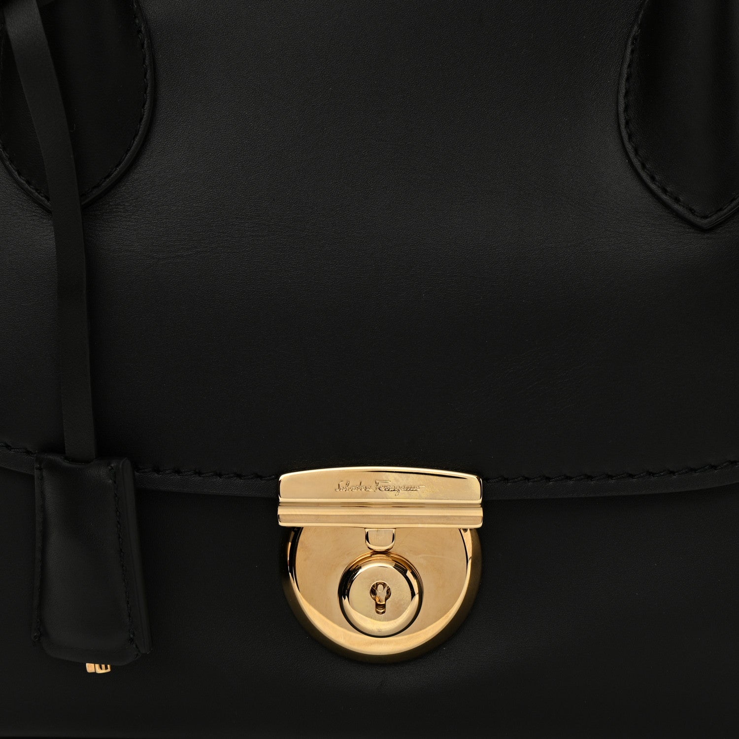 Salvatore Ferragamo Calfskin Fiamma Bag Black 7 of 11