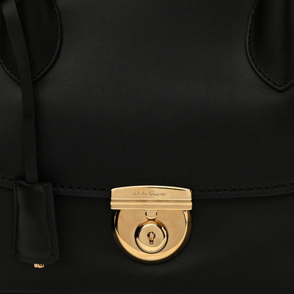 Salvatore Ferragamo Calfskin Fiamma Bag Black 7 of 11
