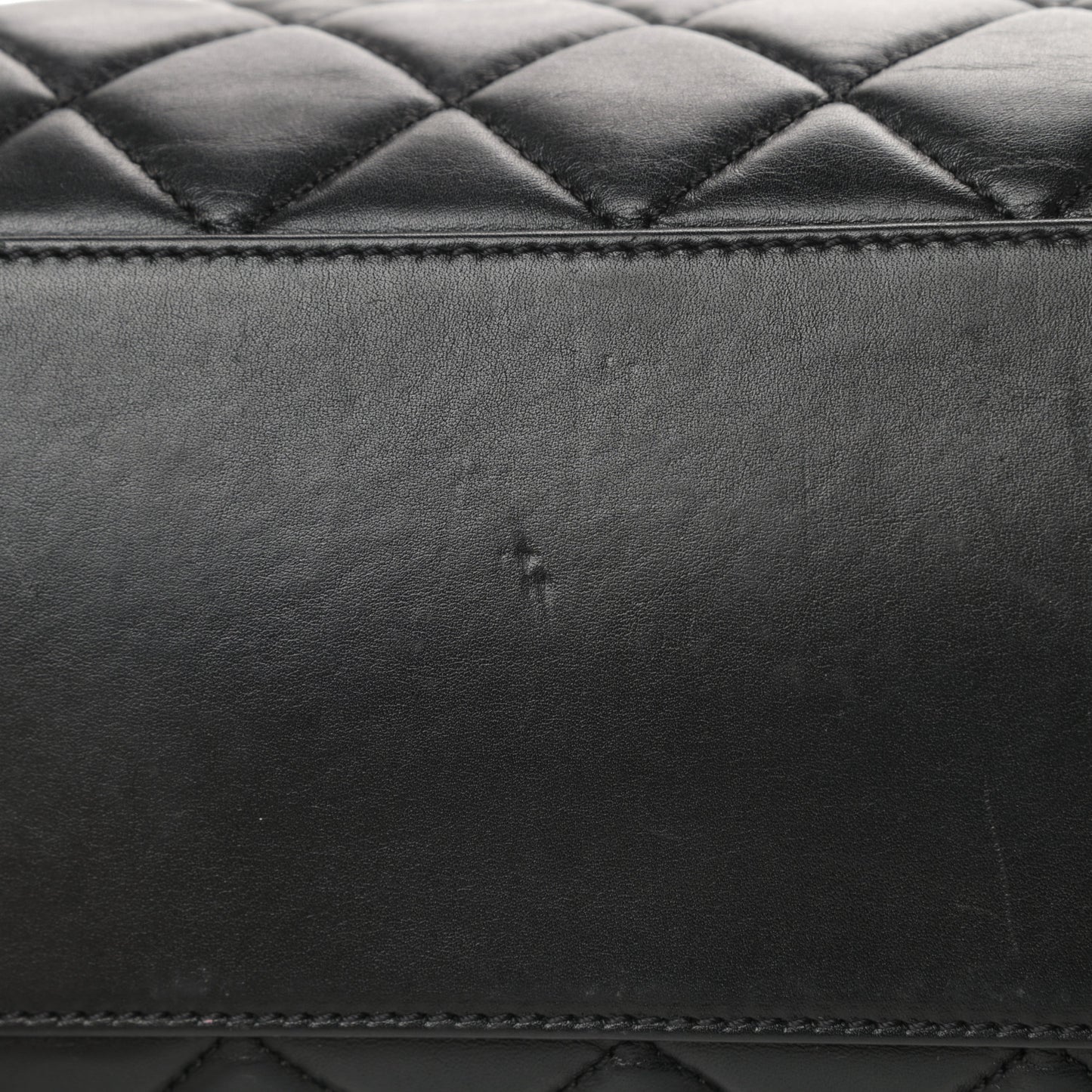 Calfskin Quilted Large Shopping Tote Black