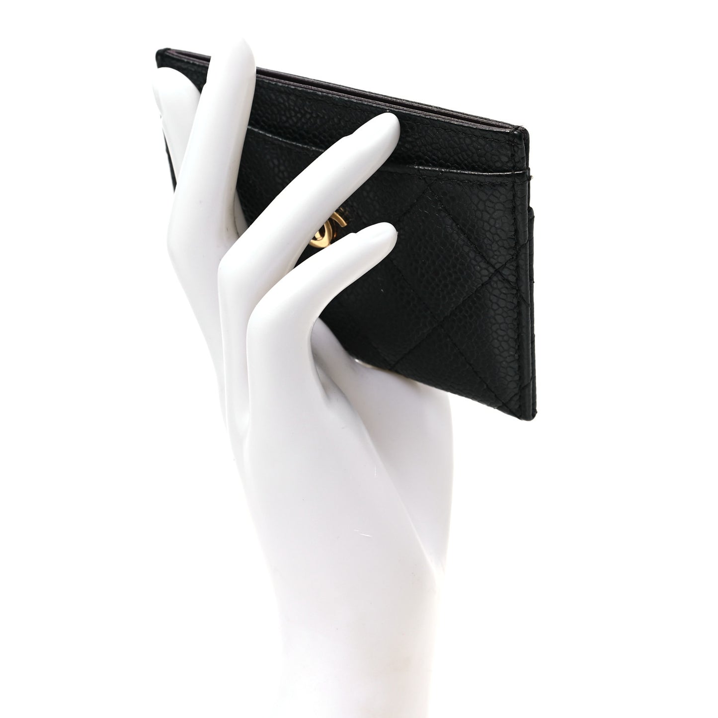 Caviar Quilted Card Holder Black
