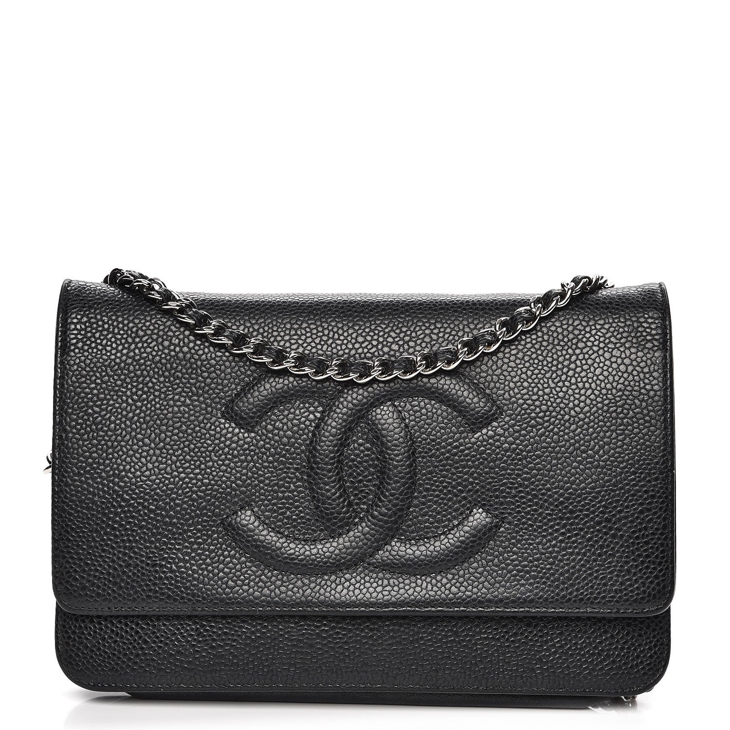 Chanel Caviar Timeless CC Wallet On Chain WOC Black 1 of 9