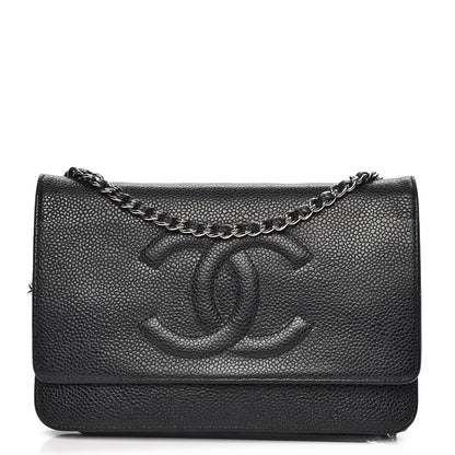 Chanel Caviar Timeless CC Wallet On Chain WOC Black 1 of 9