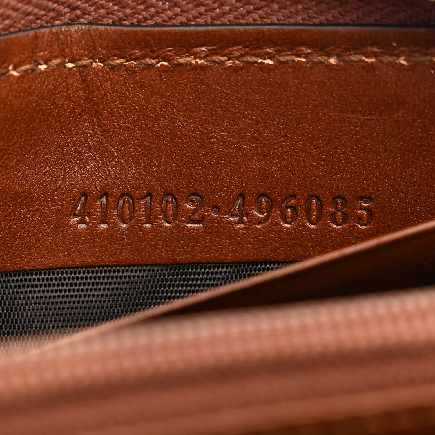 Gucci GG Supreme Monogram Cuoio Toscano Zip Around Wallet Beige Ebony Cuir 7 of 7