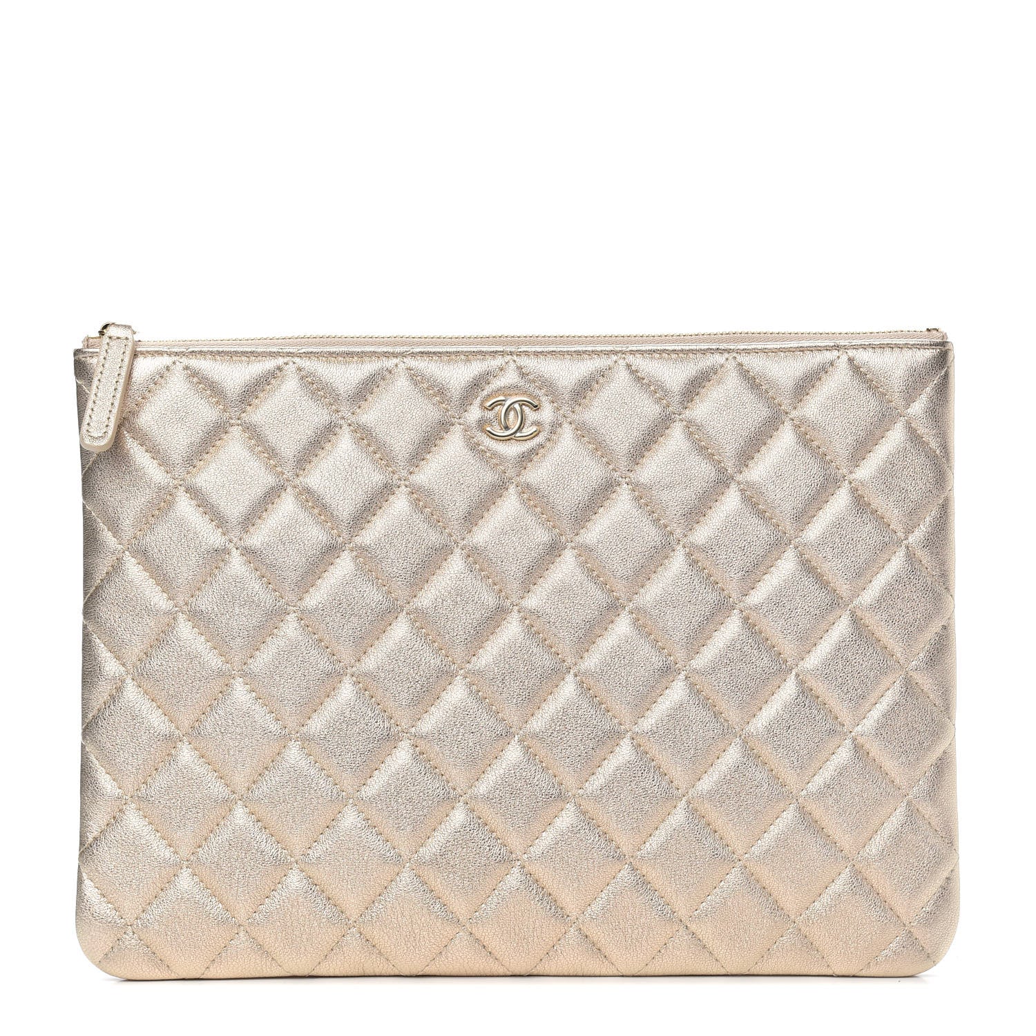 Chanel Metallic Lambskin Quilted Medium Cosmetic Case Gold 1 of 10