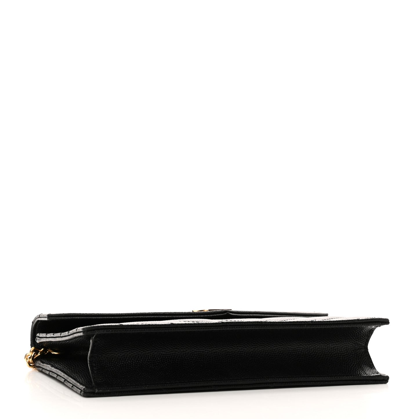 Grain De Poudre Matelasse Chevron Monogram Envelope Chain Wallet Black