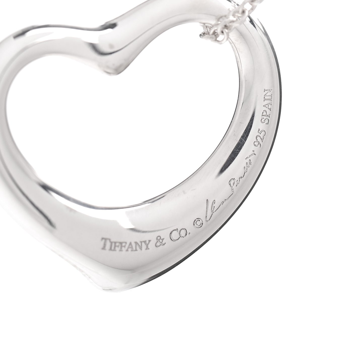 Sterling Silver 27mm Elsa Peretti Open Heart Pendant Necklace