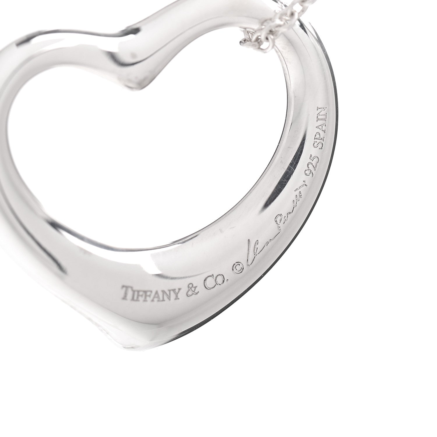 Tiffany Sterling Silver 27mm Elsa Peretti Open Heart Pendant Necklace 5 of 5