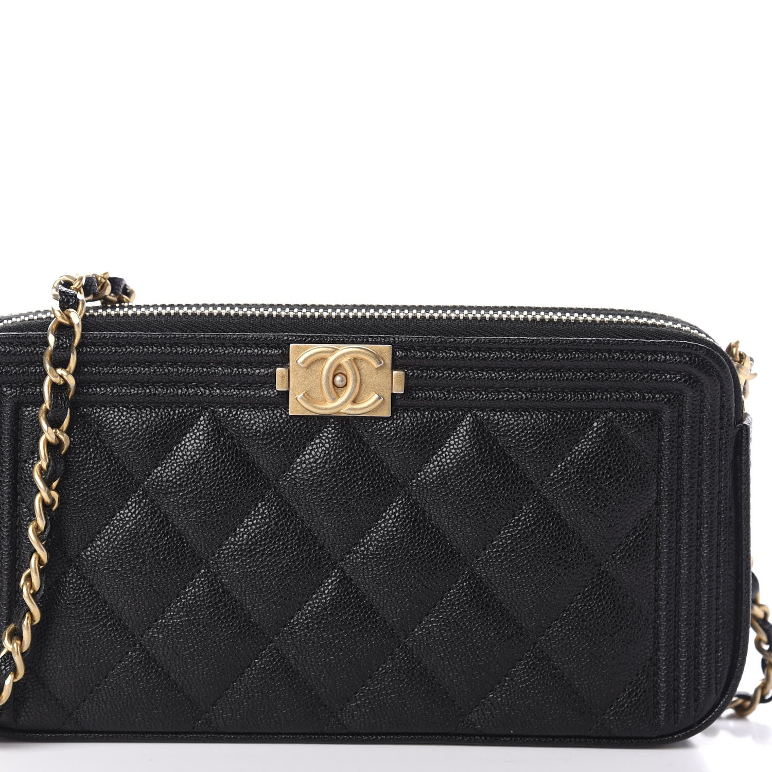 Chanel Caviar Quilted Small Boy Clutch With Chain Black 11 of 12