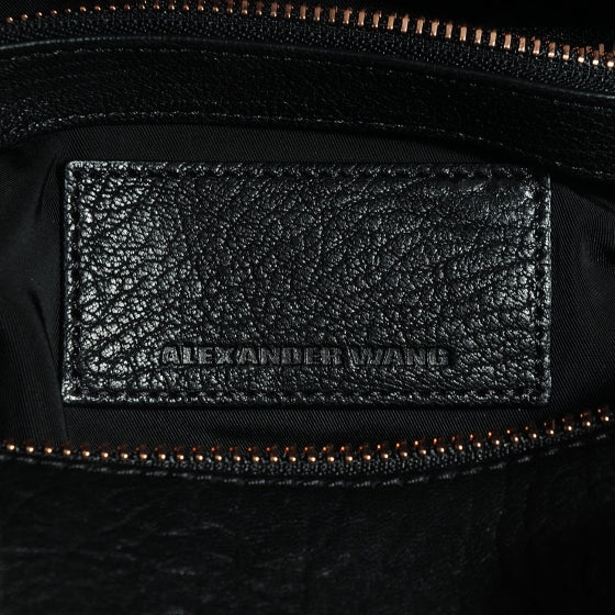 Pebbled Lambskin Rocco Black with Rose Gold Hardware