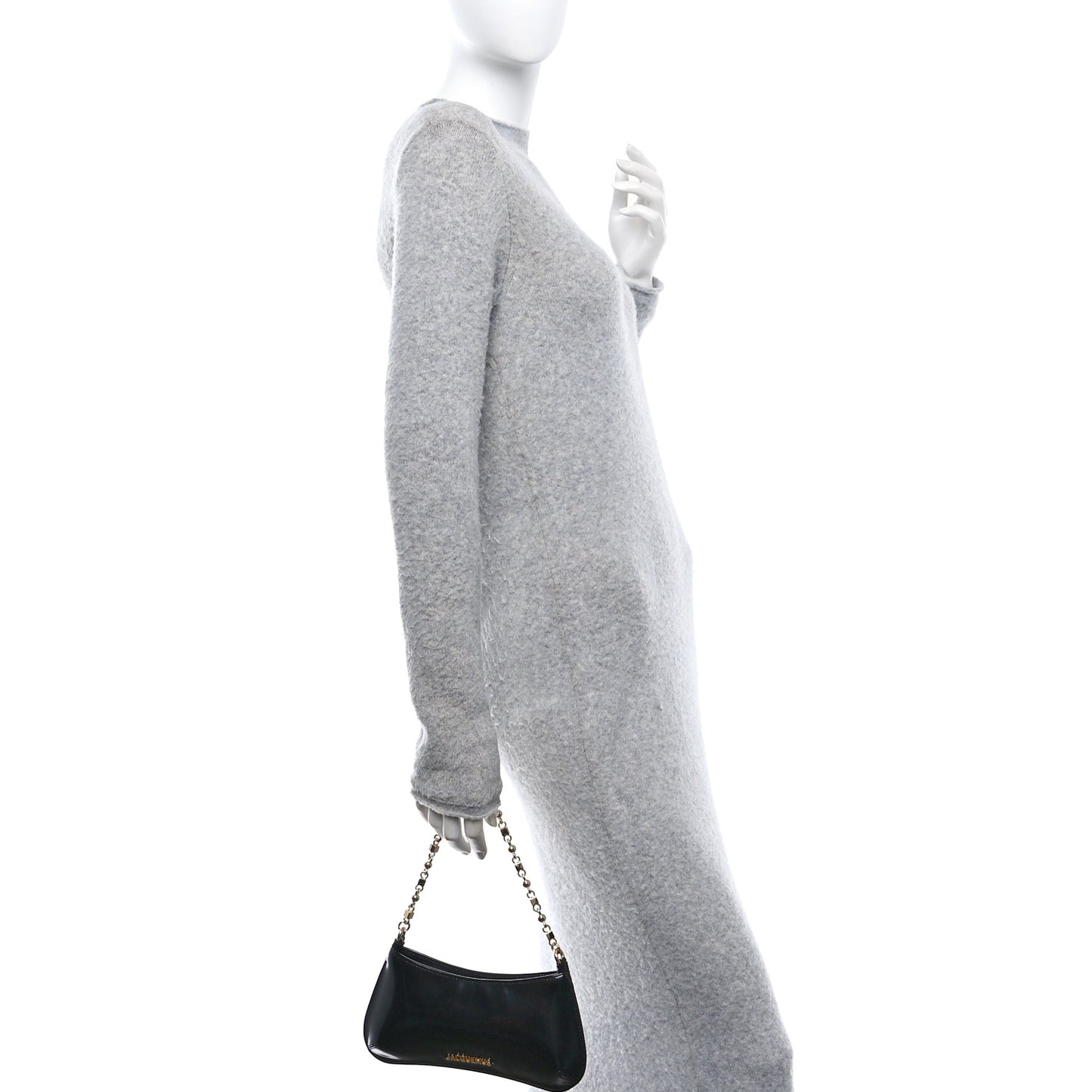 Glazed Calfskin The Small Bisou Chaine Shoulder Bag Black